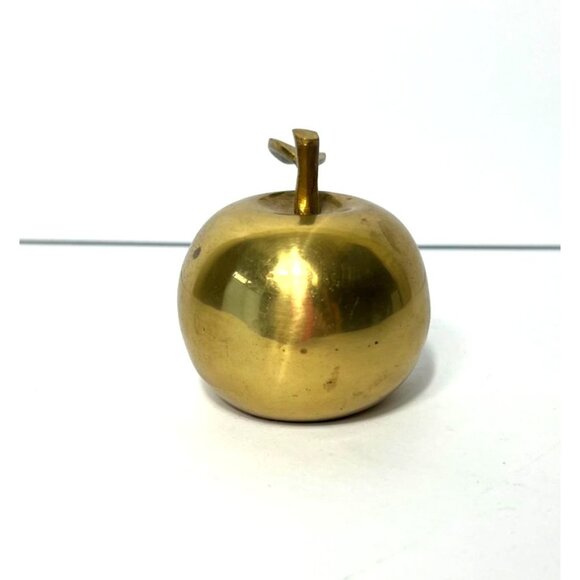 Vintage Solid Brass Apple Bell Teacher’s Desk Paperweight Classroom Decor - Picture 3 of 10